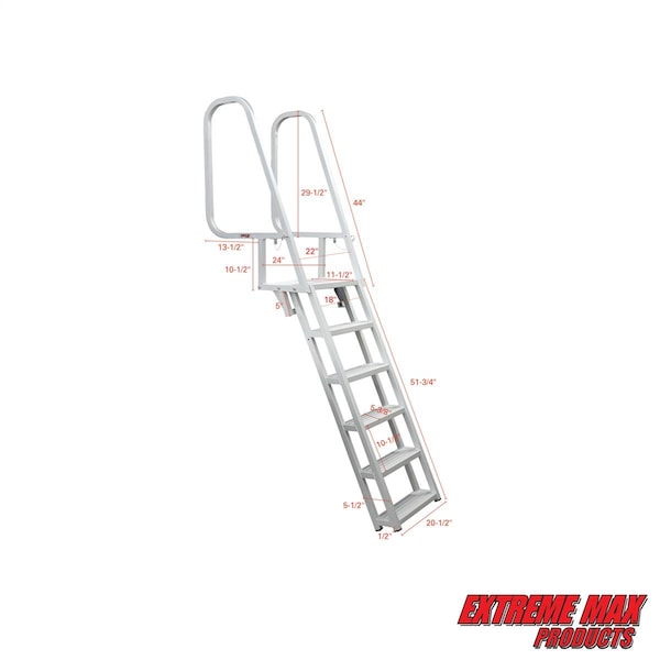 Extreme Max 3005.3919 Deluxe Flip-Up Dock Ladder With Welded Step Assembly - 6-Step